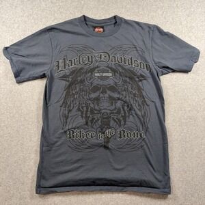 Harley-Davidson Shirt Mens Medium Gray Short Sleeve Biker Skull Graphic Tee